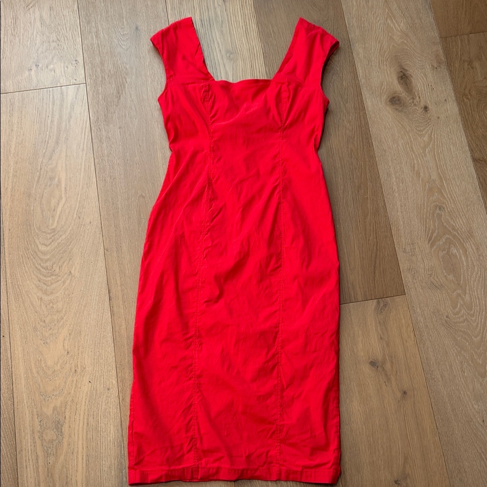 Anthropology Maeve Red Cap-Sleeve Sheath Dress - sz L